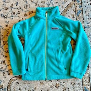 Kids Columbia Fleece Zip Up Jacket Teal Blue Girls Size Small S 7 8